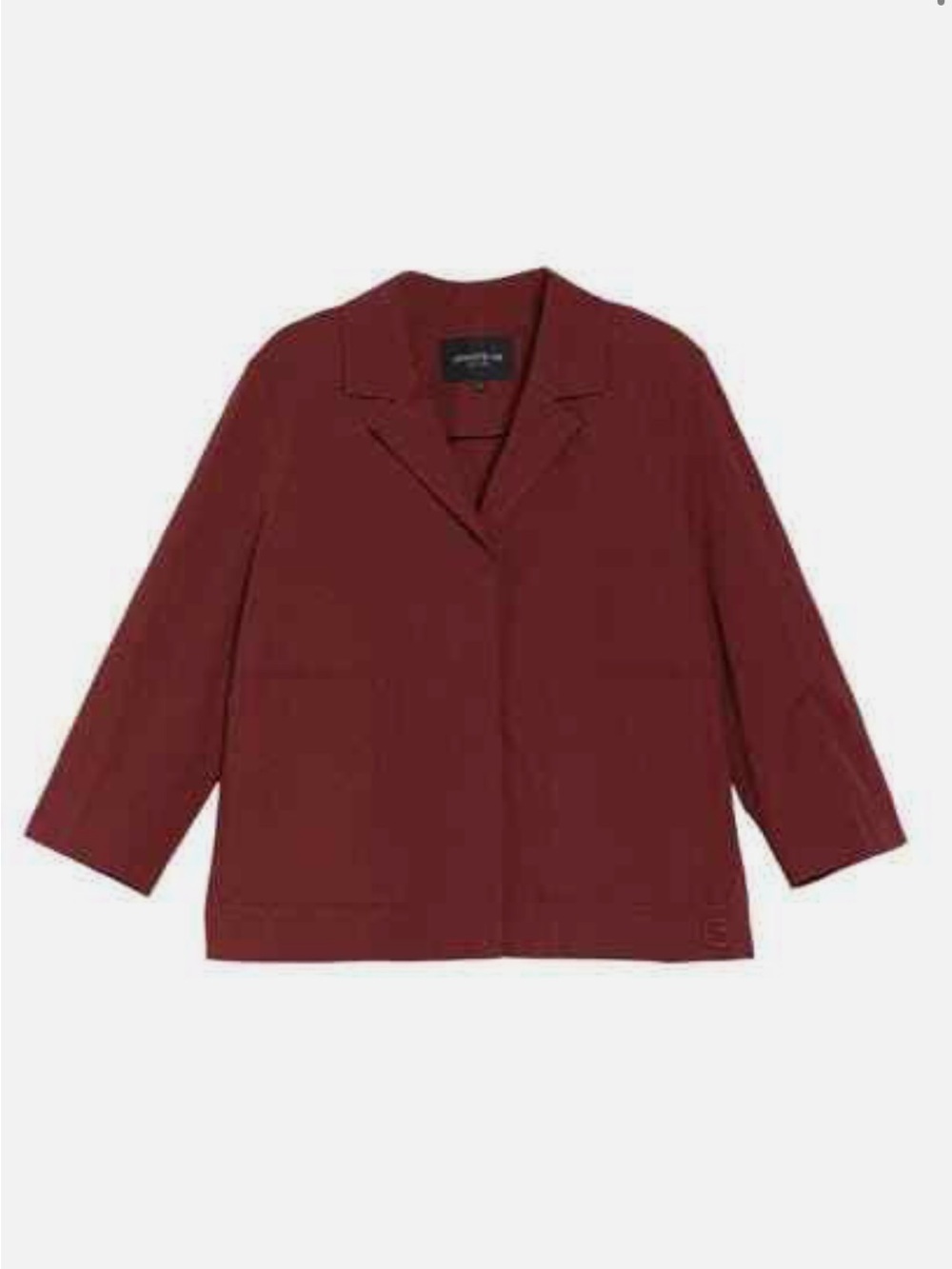 Lafayette 148 New York Layken Notch Lapel Jacket in Redwood Brown Patch Pocket S